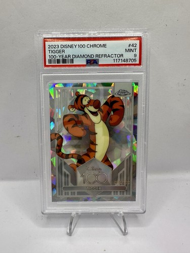 2023 Topps Chrome Disney 100 Tigger #42 Refractor Diamond Cracked Ice /100 PSA 9 - Picture 1 of 2