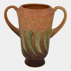 Roseville Falline Brown 1933 Vintage Art Pottery Ceramic Handled Vase 642-6