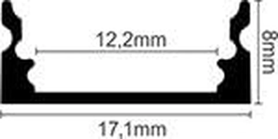 5X Profili in Alluminio Nero Da 2 Mt (10 Mt) TL1205 per Strisce a Led Con Cover  - Immagine 3 di 4