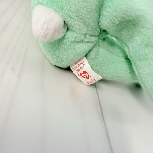 Ty Beanie Babies Hippity Rabbit Green Bunny 1996 PVC Pellets Easter Plush - Picture 5 of 8