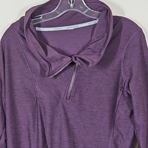 New Balance NB Womens Purple 1/4 Zip Sweatshirt Pullover Size Large - Picture 2 of 9