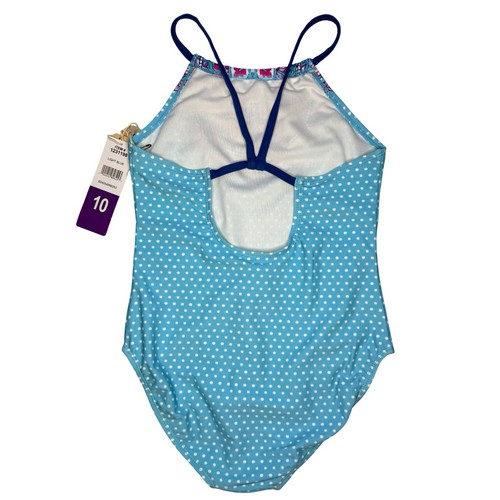 Wallflower One-Piece Swimsuit Girls Size 10 Blue Polka Dots - Picture 2 of 10