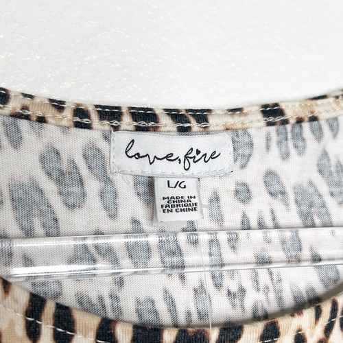 LOVE FIRE Youth Kids Leopard Print Tiered Tank Dress Sleeveless Tan Black Size L - Picture 3 of 4