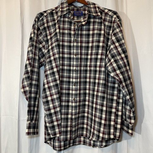 Sir Pendleton Worsted Wool Plaid Long Sleeve Button Down Shirt Size XL - Picture 2 of 6