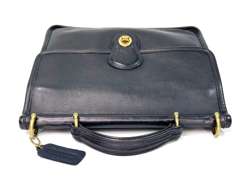 1990's Vintage COACH Willis Station Bag 9927 Satchel Shoulder Bag Navy Blue - Picture 8 of 16