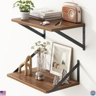 Set of 2 Deep 10" x 16" Floating Shelves - Walnut Wall Shelves for Home Decor