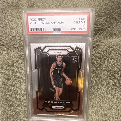 Panini 2023-24 Prizm Victor Wembanyama #136 Rookie Base RC PSA 10 Spurs