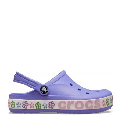 Jungen Crocs Junior Bayaband Blumenband Clog in Violett