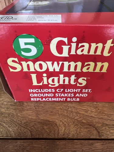 Vintage Blow Mold Pupazzo di Neve Sentiero Luci Set di 5 Pali Giganti Illuminati Inutilizzati - Foto 3 di 5