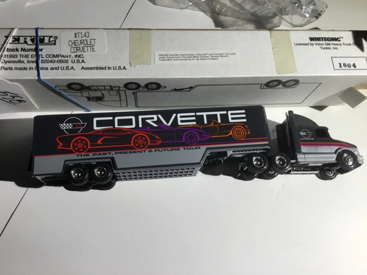 WHITEGMC cab with drop-bed trailerミニカー WHITEGMC cab with drop