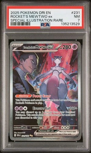 Team Rocket's Mewtwo ex 231/182 Sv10: Destined Rivals Holo PSA 7