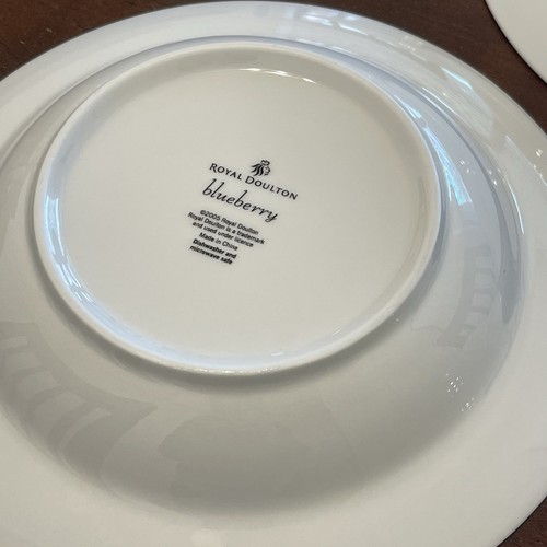 Royal Doulton Blueberry Rimmed Soup Salad Bowls White Yellow Green Blue Set of 5 - Picture 7 of 11