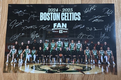 Boston Celtics 2024 2025 Poster Entire Team Scan Autographs Fan Appreciation Day - Picture 1 of 4