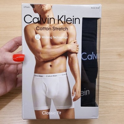 CALVIN KLEIN Boxer Brief Mens Small Black 3-Pack Cotton Stretch Logo