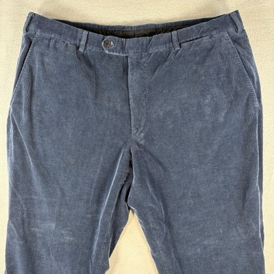 Trillion Pants Mens 38x30 Blue Corduroy Cashmere Chino Lined Straight Italy