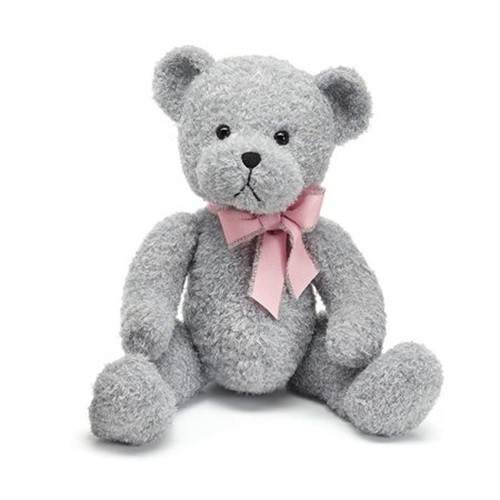 Oso de peluche Burton & Burton gris con cuello rosa lazo felpa 15" nuevo con etiquetas - Imagen 1 de 1