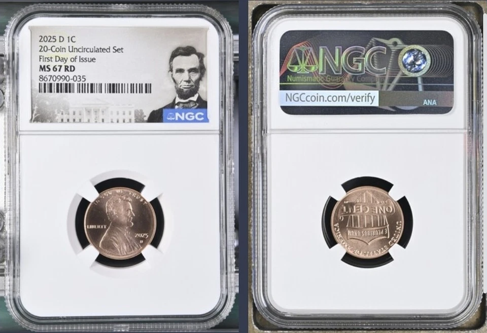 2025 P & D Lincoln SHIELD 1c Cent 2 Coin Set NGC MS67 RD FIRST DAY Issue - FDI . - Image 3 of 4