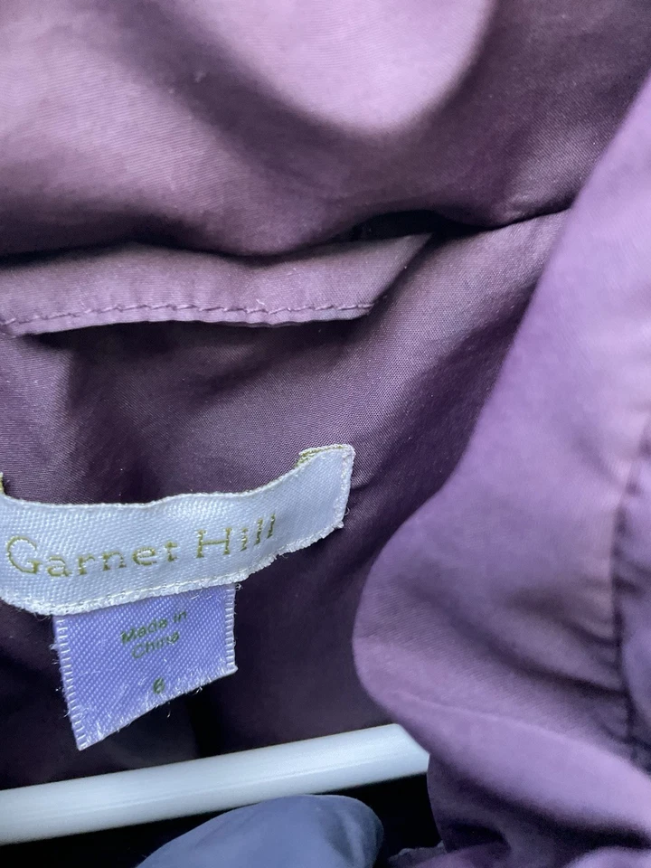 Casaco acolchoado Garnet Hill feminino 6 roxo colarinho acolchoado todos os dias carro - Imagem 3 de 4