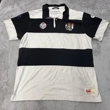 Canterbury New Zealand Shirt Mens XL Black White Striped Rugby Polo Preppy