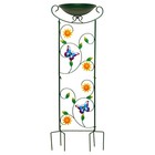 G128 35 Inch Height Iron Butterfly Bird Bath Bird Feeder with Trellis and Bowl