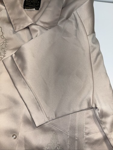 Camicia vintage Guayaberas Yucatecas con bottoni uomo 2XL 44 beige retrò ricamata - Foto 8 di 13