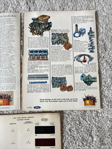Collection 5 Different Vintage FORD AUTOMOBILE BROCHURES 1969 Colors Specs etc. - Picture 10 of 22