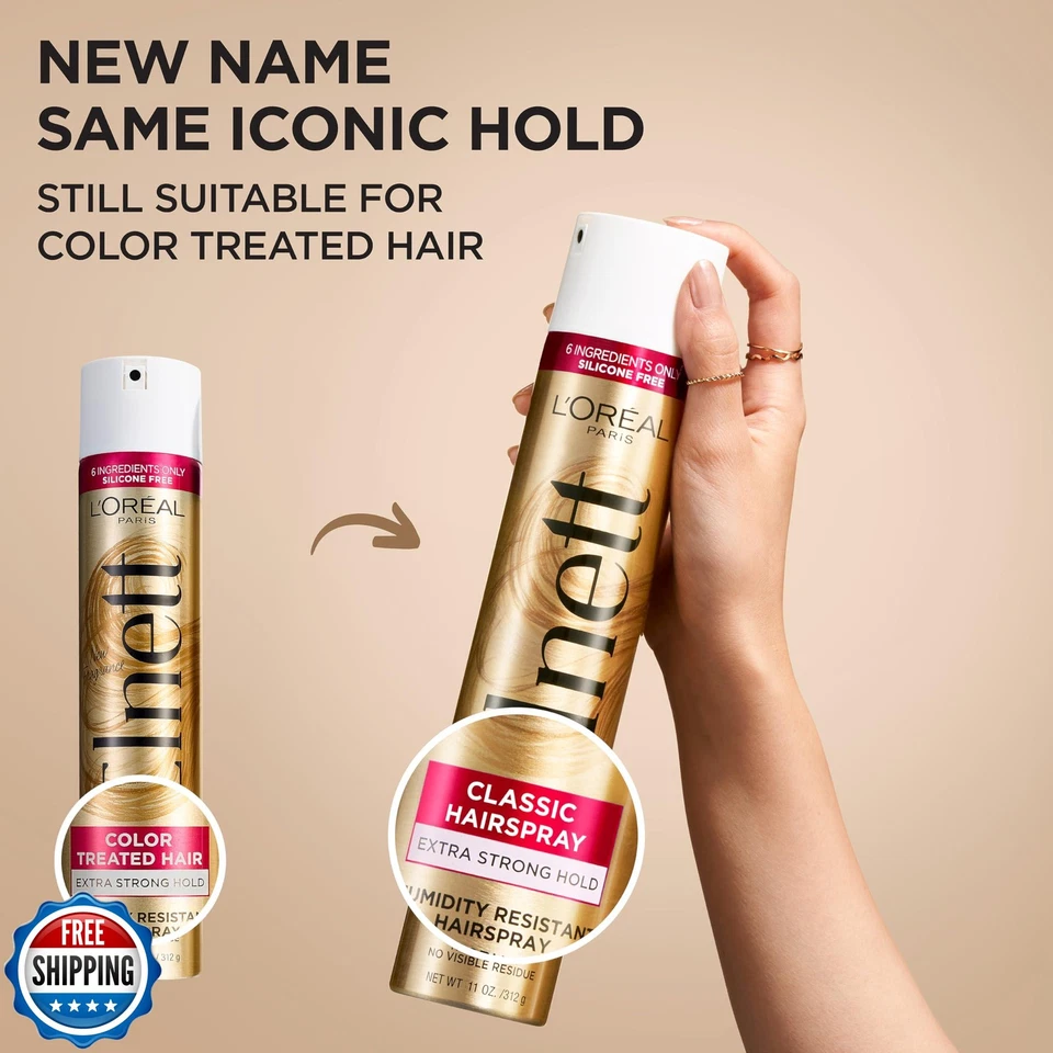 L'Oreal Paris Elnett Satin Extra Strong Hold Color Treated Classic Hairspray, - Image 2 of 4