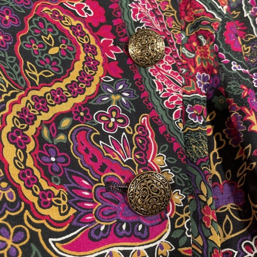 Vintage 90er Melissa Maxikleid fallende Taille Blumen Paisley lange Ärmel Gr. 12 - Bild 3 von 14