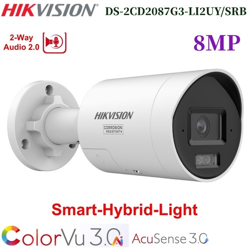 Hikvision DS-2CD2087G3-LI2UY/SRB 4K 8MP ColorVu 3.0 PoE IP Camera 2-Way Audio - Picture 4 of 5