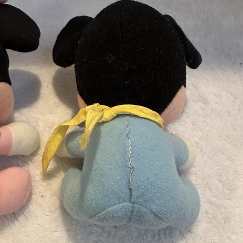 Peluche pupazzo Disney vintage anni 80 bambino Topolino e Minnie asilo blu rosa - Foto 5 di 7