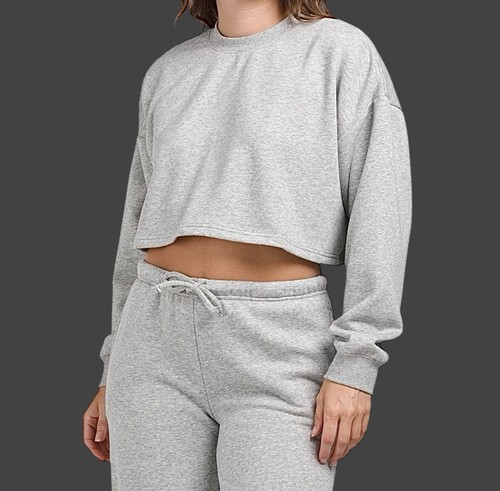 IVL Collective Damen Cropped Crewneck Sweatshirt Fleece Heather Grey Gr. M - Bild 10 von 18