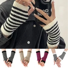Women Winter Warmer Half Finger Fingerless Gloves Wrist Arm Hand Knitted Mittens