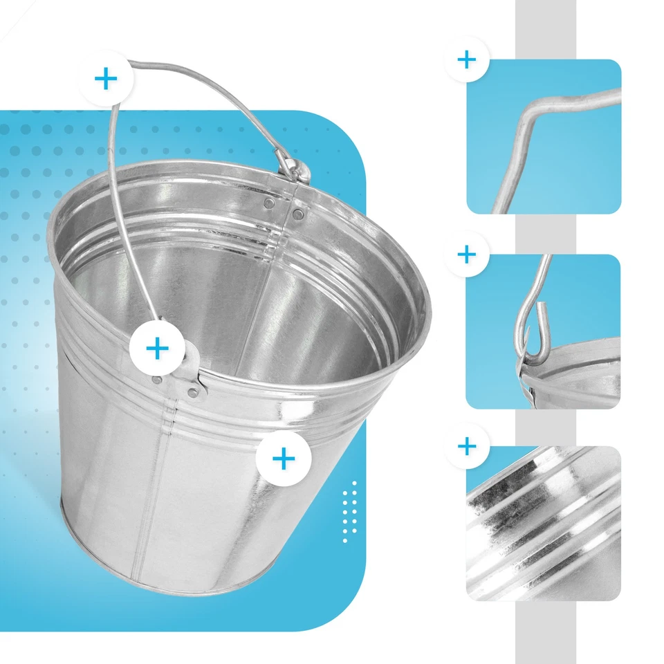 Eimer 15L Metalleimer Wassereimer Zinkeimer Blecheimer Verzinkt Baueimer Garten - Bild 2 von 4