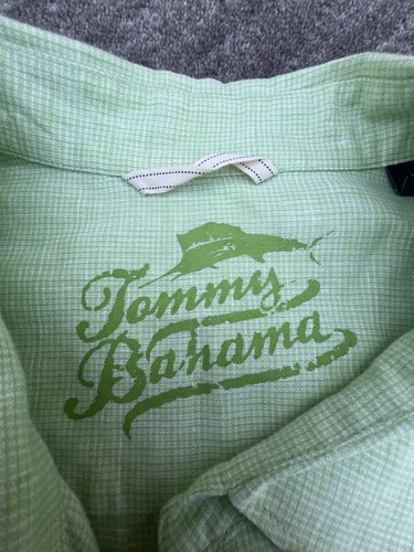 Camisa Tommy Bahama Para Hombre Relax 100% Lino Manga Larga Abotonada Verde Claro XL - Imagen 7 de 9