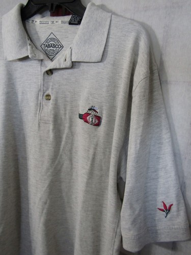Poloshirt der Marke Tabasco hellgrau Logo Kurzarm 100% Baumwolle Herren Größe L - Bild 3 von 5