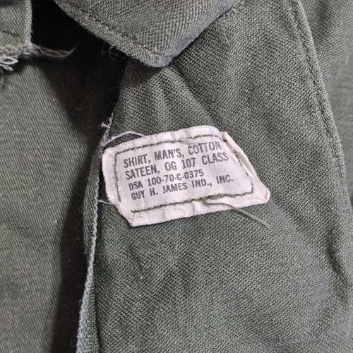 VTG 60s Vietnam Military Shirt OG-107 OG 107 Sateen Button Up Long Sleeve Medium - Picture 8 of 12