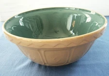 Vintage Mason Cash & Co Mixing Bowl England Large 12" Tan & Turquoise