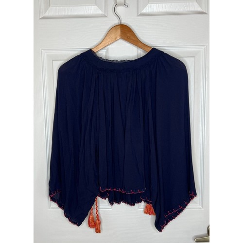 Rocks & Indigo Damen Bluse blau bestickt Boho Chic Glockenärmel Gr. XS - Bild 6 von 8