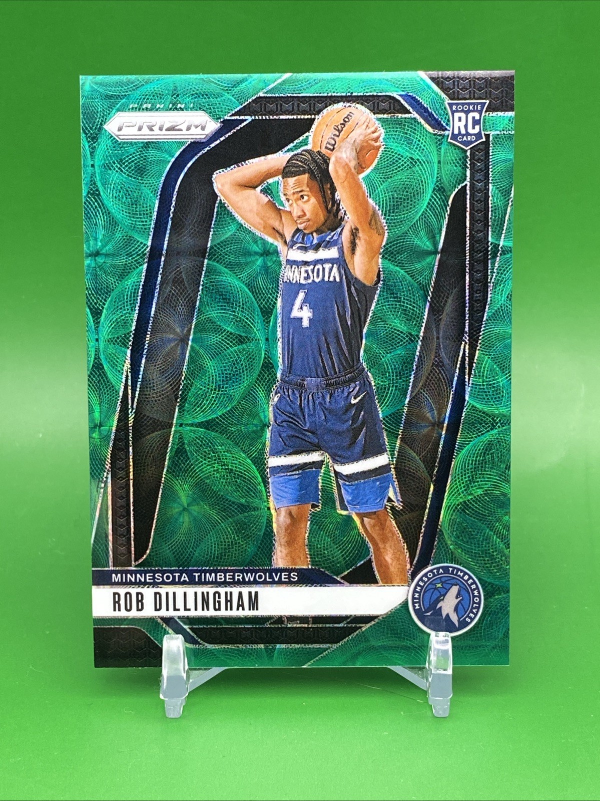 Jersey Match #4 /8 - 2024-25 Prizm Green Choice #250 Rob Dillingham RC Rookie