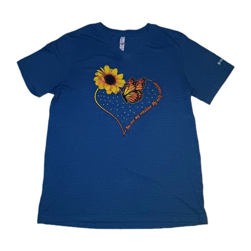 Damen (L) Banner Gesundheit Sonnenblume Schmetterling T-Shirt "Sunshine My Only Sunshine"