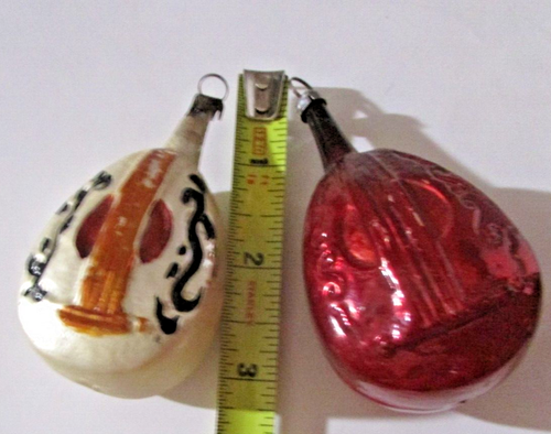 Violino in vetro vintage decorazioni natalizie 2 rosso e bianco Germania Ovest - Foto 4 di 4
