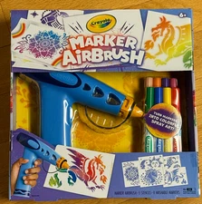 Crayola Marker Airbrush Spray Art Kit, Battery-Powered Sprayer with 8 Washable M