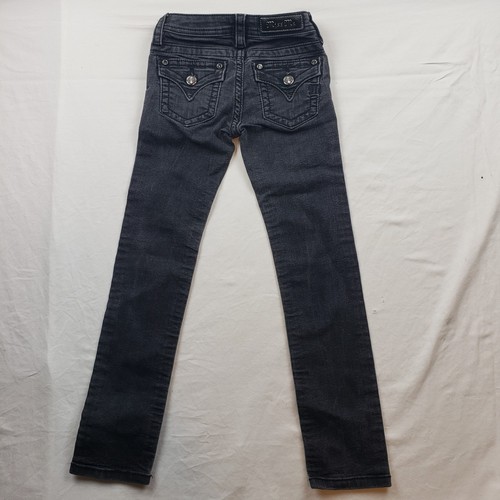 Miss Me Jeans Girls Size 8 Youth Skinny Straight Leg Large Back Button - Picture 2 of 7