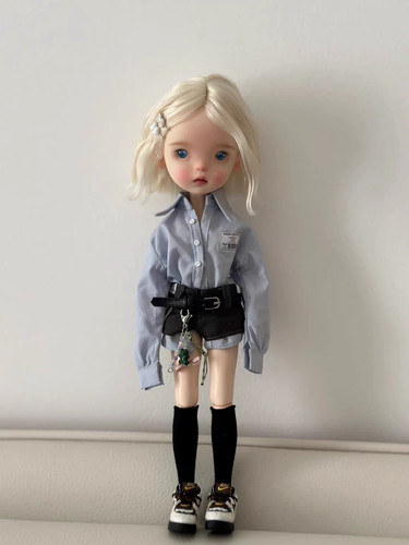 Landoudou 1/6 BJD Muñeca SD Pelo Corto Ondulado Peluca Suave Mohair Hecho a Mano Niña Hágalo Usted Mismo Regalo - Imagen 2 de 9