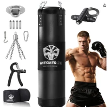 Punching Bag for Adults, 4ft Heavy Boxing Bag Set with 197 Inch Boxing Hand Wrap