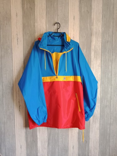 K-way Vintage 1980er Jahre zum Aufsteppen Wasserdicht Farbe Rot Blau Gelb