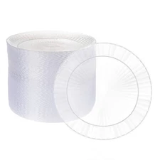 Ilyapa 100 Fancy Clear Plastic Plates, 7 Inch - Premuim Disposable Plastics