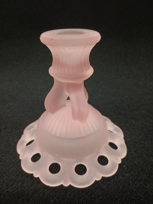 Westmoreland Doric Pink Mist Glass 4-3/8'' Candlestick Holders 1970's PNKB20