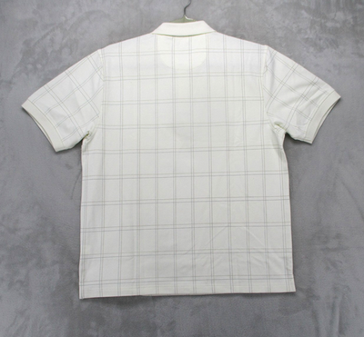 トップス NEW BEGING plaid pattern Polo Shirt Arrow Polo Shirt Mens Large White Plaid Cotton Blend Short Sleeve