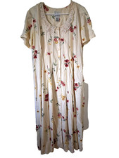 Vintage Cristin Stevens Dress Women's Size Large Cream Pink Floral Cottagecore